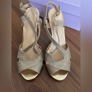 Elegant Gold Strappy Women's Heels